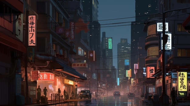 Eine regnerische Nacht in der Stadt Shanghai