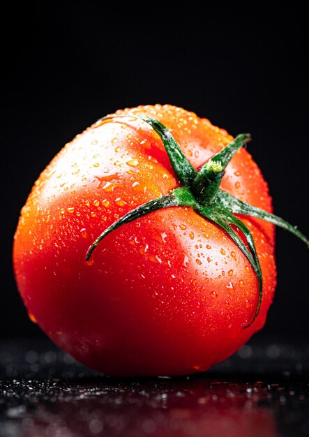 Eine reife Tomate auf dem Tisch