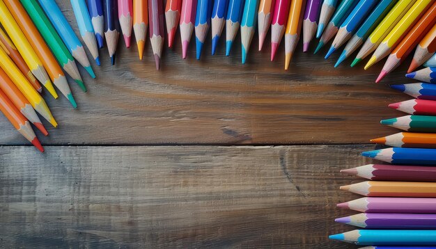 Eine Reihe farbenfroher Bleistifte auf einem weißen Hintergrund