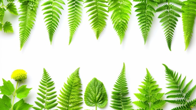 Eine Reihe grüner Blätter in einem Kreis auf einem weißen Hintergrund angeordnet