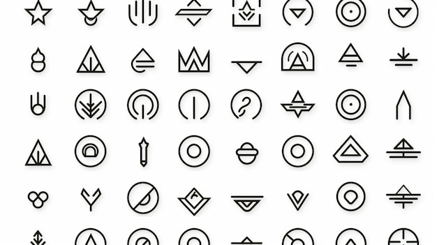 Foto eine reihe verschiedener symbole und symbole werden in schwarz-weiß generativ ai gezeigt