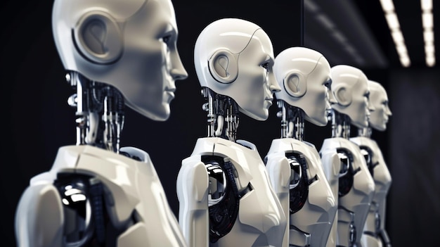Eine Reihe von humanoiden Robotern Generative KI