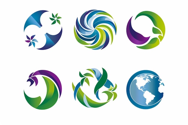 eine Reihe von Logos, darunter das Logo der Welt und der Erde