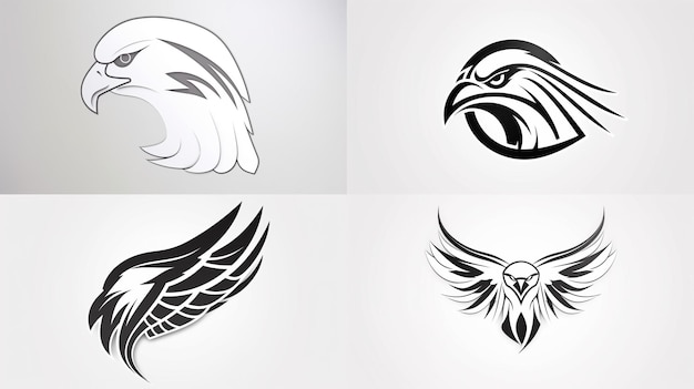 Eine Reihe von Logos für einen Vogel und einen Vogel