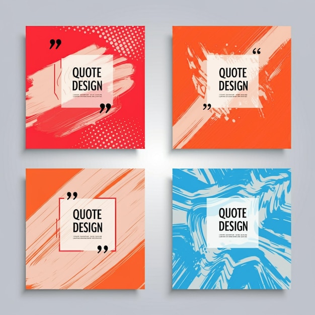 eine Reihe von orangefarbenen und blauen Quadraten mit den Worten "quote" und "quote" darauf