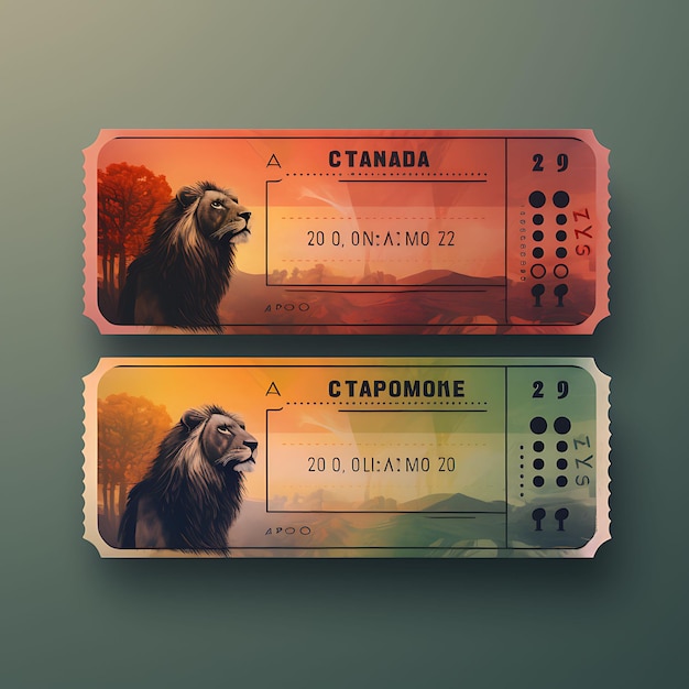 Eine Reihe von Tickets im 2D-Design mit Rahmen im Vintage-Stil, Vektor-kreative flache Farbetikettenverpackung