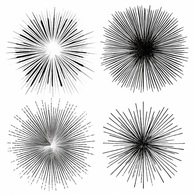 Foto eine reihe von vier schwarz-weißen sonnenblasen auf einem weißen hintergrund generative ai