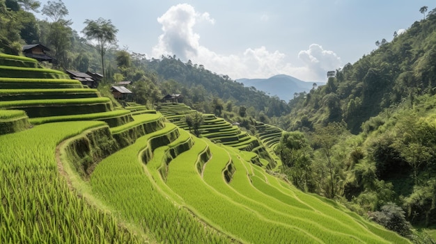 Eine Reisterrasse in den Bergen von Sapa, Thailand