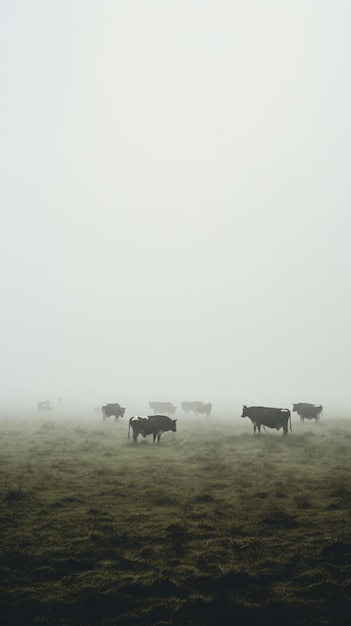 Eine Rinderherde steht auf einem grasbedeckten Feld