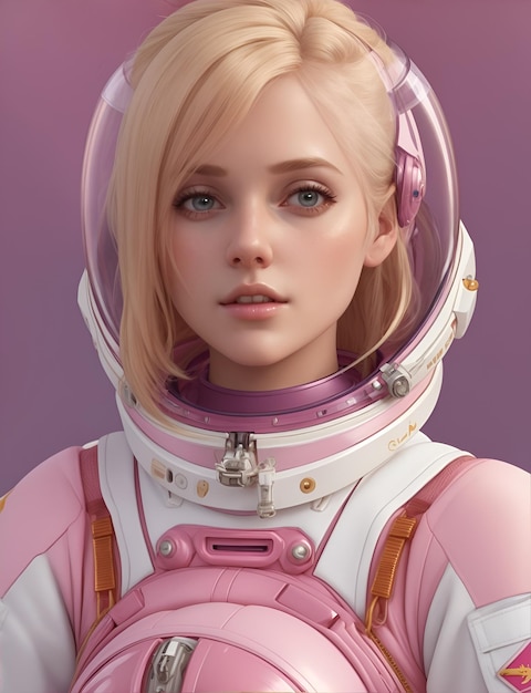 eine rosa, blonde Astronautin