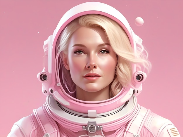 eine rosa, blonde Astronautin