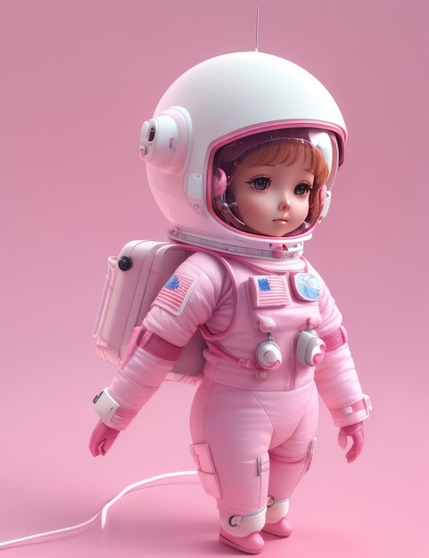 eine rosa, blonde Astronautin