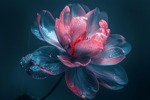 Eine rosa Blume, die mit Wassertropfen bedeckt ist