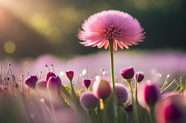 Foto eine rosa blume im sonnenlicht