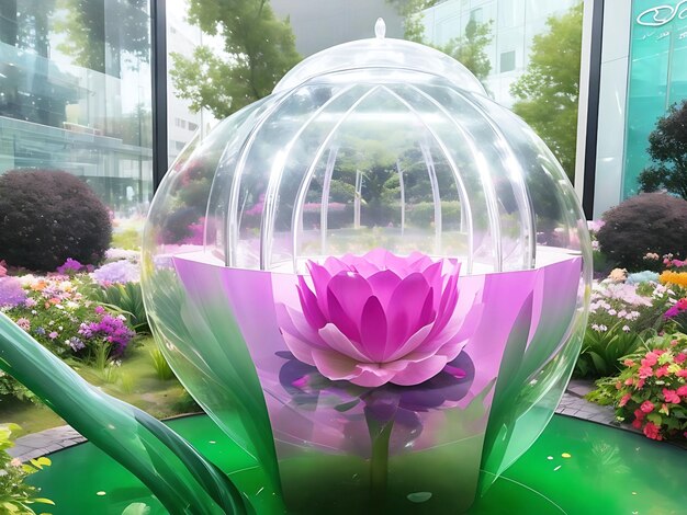 Eine rosa Blume in einer Glaskuppel wurde generiert