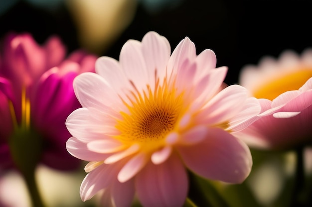 Eine rosa Blume in einer Vase mit rosa Mitte.