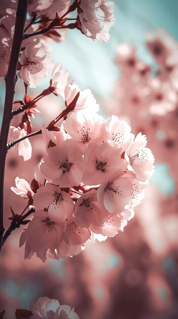 Eine rosa Blume mit einem blauen Himmel im Hintergrund