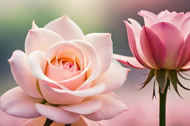Eine rosa Blume mit einer rosa Blume im Hintergrund