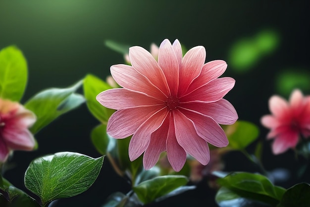 Eine rosa Blume mit grünem Hintergrund