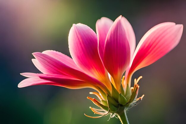 Eine rosa Blume mit grünem Hintergrund