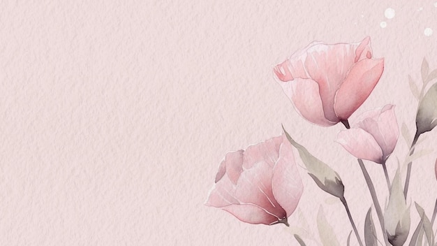 Eine rosa Blume mit grünen Blättern auf einem rosa Hintergrund.