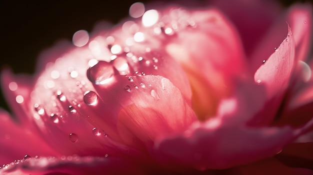 Eine rosa Blume mit Wassertröpfchen darauf