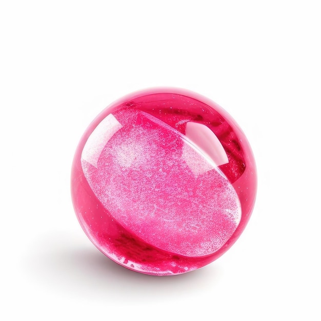Eine rosa Glaskugel mit einer rosa Blase in der Mitte.