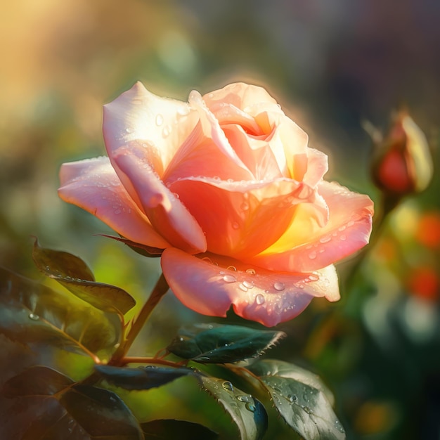 Eine rosa Rose mit dem Wort „“ auf der Seite.