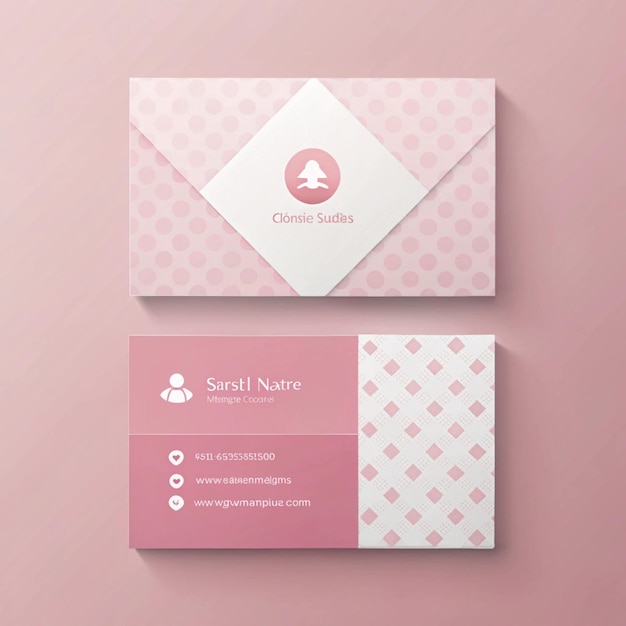 eine rosa und weiße Karte mit einem rosa und weißen Logo