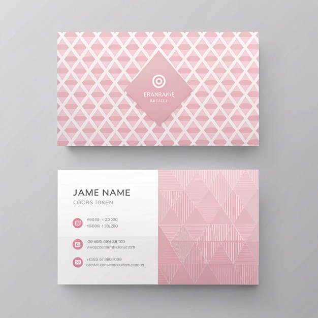 eine rosa und weiße Visitenkarte mit einem rosa und weißen Design