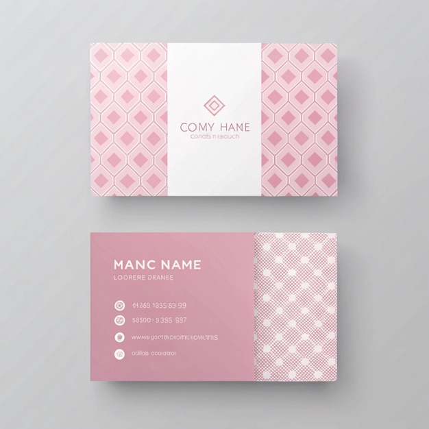 eine rosa und weiße Visitenkarte mit einem rosa und weißen Design