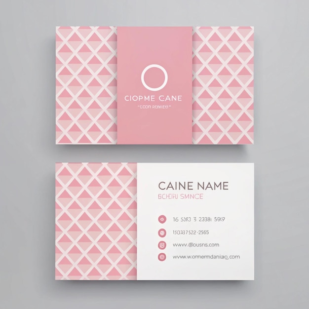 eine rosa und weiße Visitenkarte mit einem weißen Logo, auf dem steht Le Cate