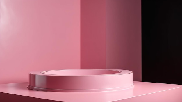 Eine rosa Wand mit einem runden Kreis in der Mitte.