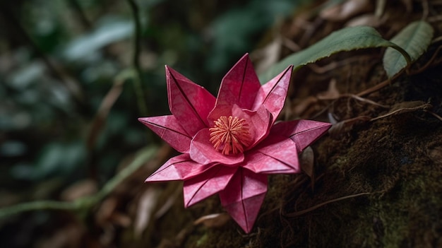 Eine rote Blume mit dem Wort Lotus darauf
