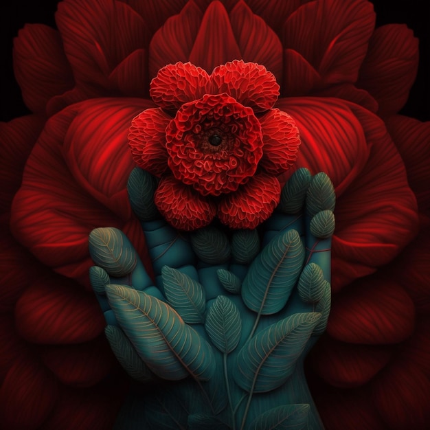 Eine rote Blume mit einer roten Blume darauf
