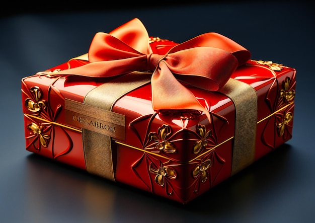 eine rote Geschenkbox mit goldener Schleife