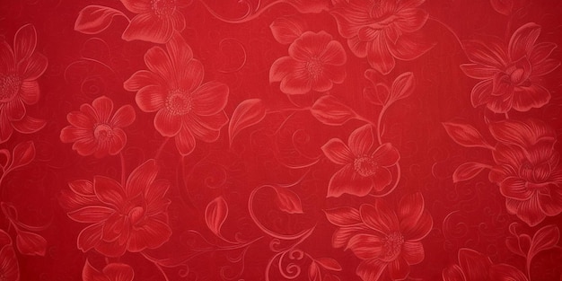 Eine rote Tapete mit Blumenmuster.