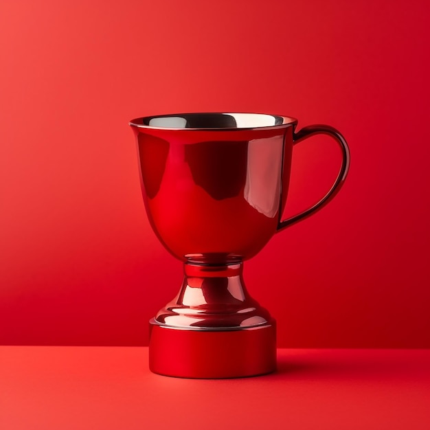 Eine rote Tasse mit einem Henkel, auf dem „Kaffee“ steht