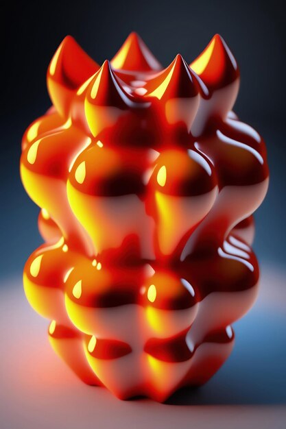 Eine rote und orangefarbene Bonbonskulptur mit dem Wort Schokolade darauf, Tapete im 3D-Stil