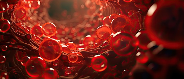 Eine rote Zelle mit vielen roten Zellen im Inneren im Stil fotorealistischer Szenen rtx auf Maranao Kunstflüssigkeit ar 12554 v 52 Job ID 5eecb83801a04f62a5a04457d9210bb4