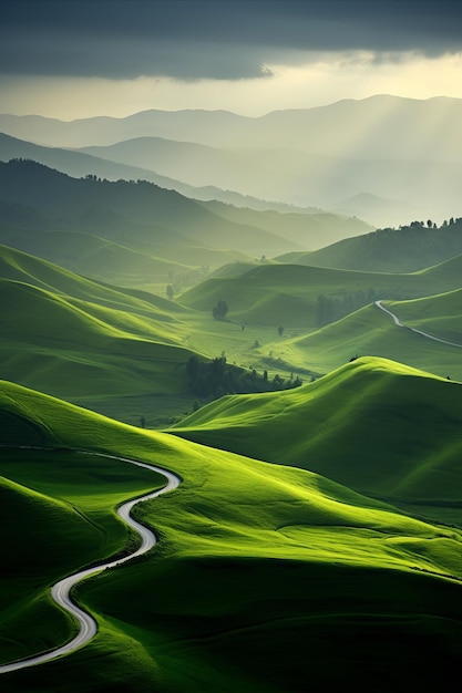 Eine ruhig fesselnde vertikale Landschaft Bild Ausgedehnte natürliche Schönheit