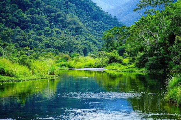 Eine ruhige Landschaft, die die Reinheit und Fülle der natürlichen Wasserquellen zeigt