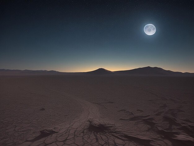 Eine ruhige, mondlich beleuchtete Wüste UHD-Gemälde Fotografie