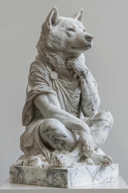 Eine ruhige Shiba-Inu-Hundskulptur im klassischen Stil