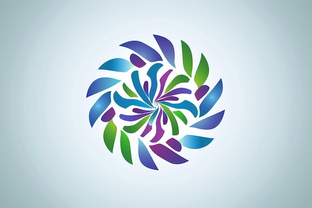 eine runde blaue Blume mit einem grünen Blatt
