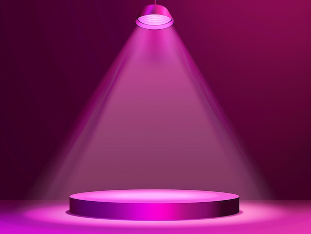 eine runde Plattform mit einem Licht darauf und einem lila Hintergrund