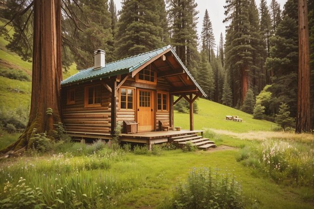 Foto eine rustikale holzhütte