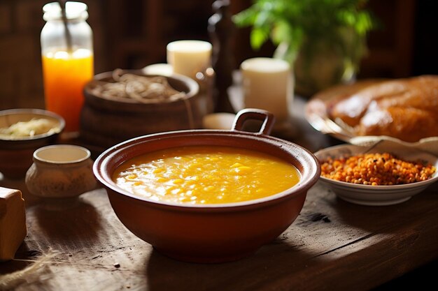 Eine rustikale Szene, in der jemand frisches Gemüse für Linsensuppe erntet