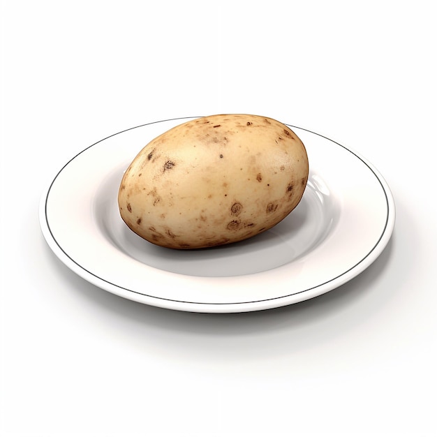 Eine saftige, leckere Kartoffel liegt auf einem wunderschönen Teller.