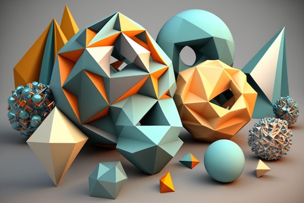 Eine Sammlung geometrischer Formen, darunter eine Kugel und eine Kugel.